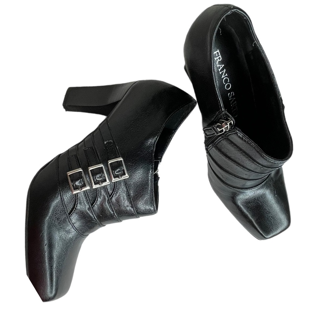 Franco Sarto Black Ankle Boots with Buckle Detail